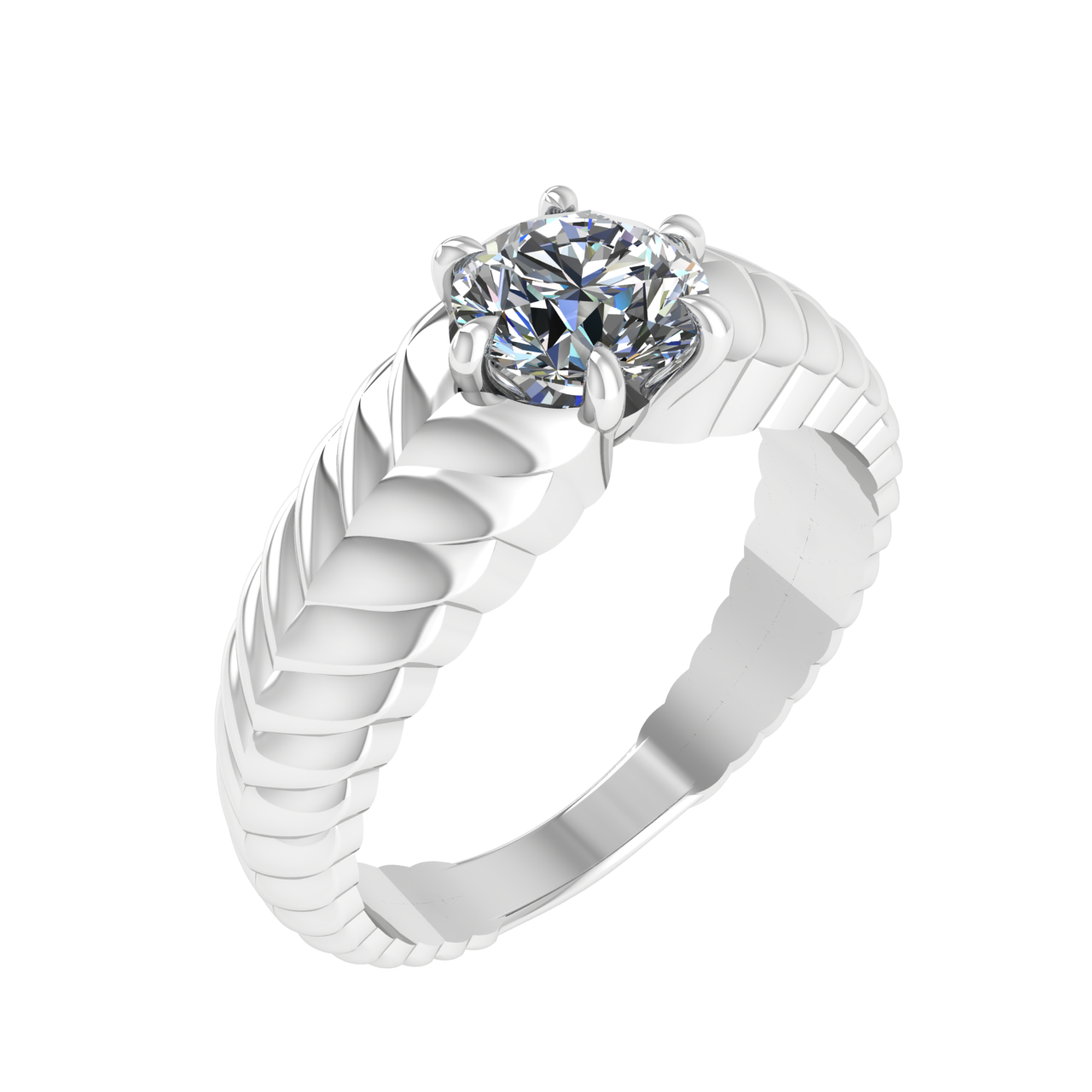 FLORAL ACCENTED  5.80mm ROUND ENGAGEMENT RING